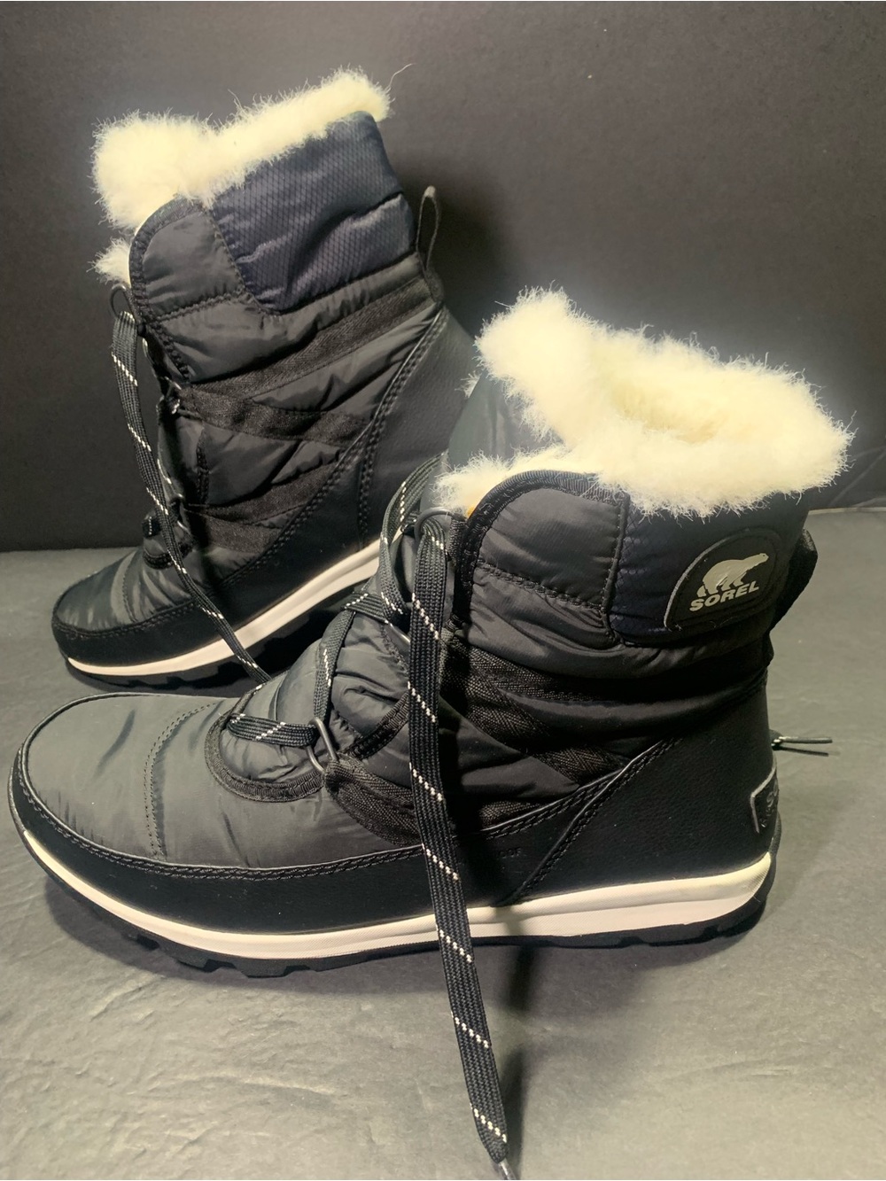 Sorel Woman’s Winter Boots Black Faux Fur Lined Interior Size- 11